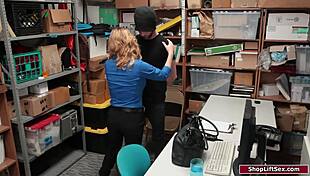 Busty Milf Officer Dominates Thief With Monster Cock!