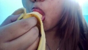 seductive banana play unfolds in a fantasy scene with oral licking and deepthroat