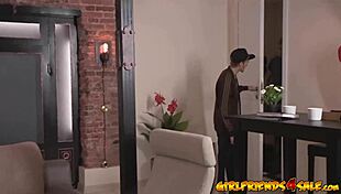 the cuckold boyfriend watches his teen girlfriend take a monster cock cumshot bent over.