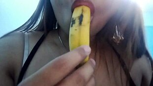 seductive banana play unfolds in a fantasy scene with oral licking and deepthroat