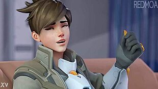 Tracer Swallows Cum In Detailed Cartoon Scene