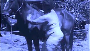 Watch vintage taboo action with hairy pussy and pooch outdoors.