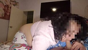 Young chubby wife gets missionary fucked, rubbing my cock on her fat pussy at home