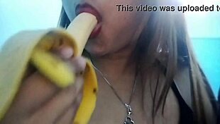 seductive banana play unfolds in a fantasy scene with oral licking and deepthroat
