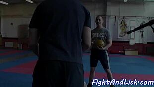 Dyke Babe Wrestles in Locker Room Glamour