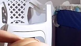 i feel so exposed masturbating with this huge dildo in the recording section, ripping my panties and lingerie off