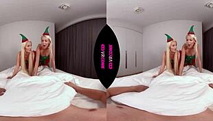 Feel the joy as two blonde elves enhance your christmas in vr with hardcore group sex