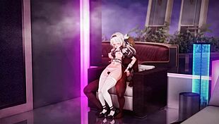 Hotaru performs intense cowgirl riding and masturbation in hentai.