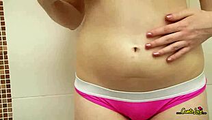 girl chats about shower caresses getting excited nude