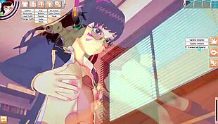 D Va rides and sucks in the room during deepthroat parody game