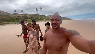 I organized an orgy on the nudist beach with my sexy african friends
