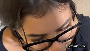 What is the step-sister doing in the room? Big cumshot!