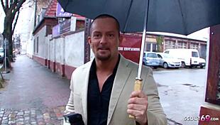 Mature German Housewife Fucked in Leather Leggings During Street Casting