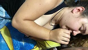 Busty teen skips classes to suck big black cock for money