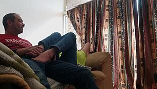 Reverse Cowgirl Rides Hard With Me Watching Porn for Huge Creampie