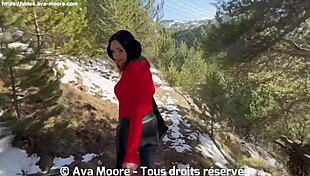 Brunette feels pussy demolished by huge cock in snow