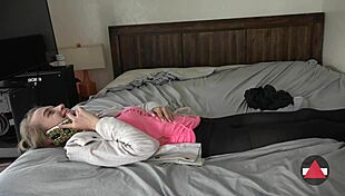 skinny beauty gets dry humped in bedroom for relief