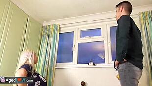 young guy enjoys blowjob from mature experienced lady