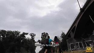 Hunt4k angry stud lets hunter bang his slim girlfriend for cash!