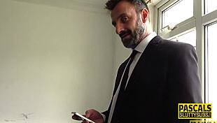 mature sub gets fingered and throated in hardcore bdsm session.