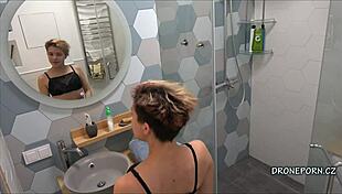 Alex showers on hidden cam, voyeur upskirt peek