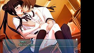 Schoolgirl Kisses and Shows Tits in Anime Hentai