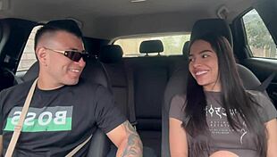 Quick sex in car with boyfriend's best friend, he licks pussy and cums inside