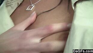 Dark Hair Babe Masturbates In Backseat