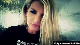 hot blonde vicky vette rubbing pussy and titjob