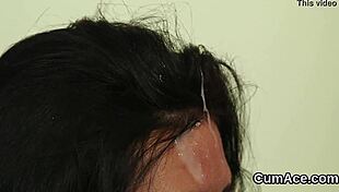 Wacky Bombshell Swallows Jizz On Face