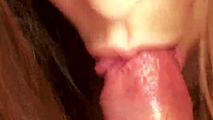 Close-up milking mouth sucks cock with tongue and lips for cumshot blowjob