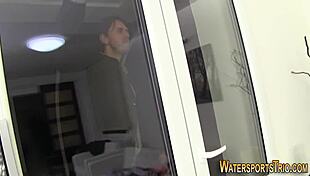 the glam slut gargled piss while feeling so dirty and excited.