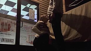 that slut wife gives an extremely risky blowjob at the bar, then sucks and flashes downtown 😏