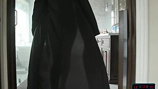 ana foxxx, this tall ebony babe, strips out of her lingerie and takes a hot bath