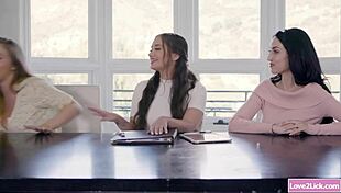 Two Lesbians Lick Wedding Planner’s Hairy Pussy in Hot Brunette Threesome