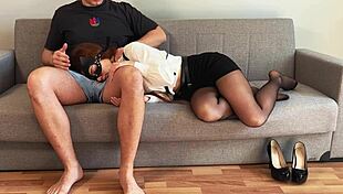 Stepson slams stepmom's mouth hard while she sleeps in miniskirt!