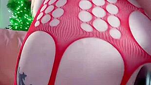 curvy girl plays anal with big black dildo bent over