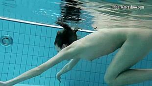 gazel podvodkova swims naked underwater in bikini