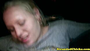 Hitchhiking teen blonde got rammed hard in car pov style