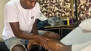 Big black cock assfucks shaved pussy in Rio swing house.