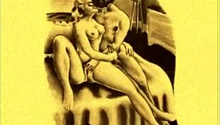 Vintage erotic comic drawing from antique anime collection