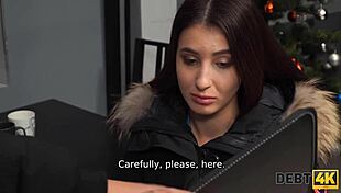 I-I pull my hard cock out to punish the ravishing debtor in debt4k