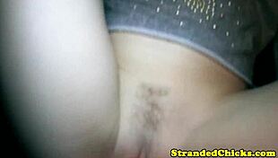 Hitchhiking teen blonde got rammed hard in car pov style