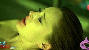 Blonde bookworm's subtle ass licking turns to strap-on fucking with clothes ripped