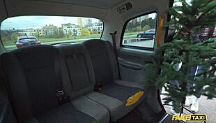 Fake taxi petite Asian Lia Lin gives hot POV blowjob in Christmas jumper