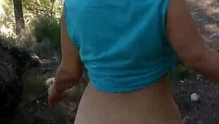 naked amateurs engage in outdoor fucking and blowjob in forest slow motion