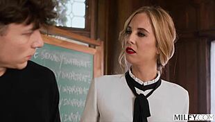 Milfy Fit Blonde Teacher Millie Detains Bad Boy After School for Deep Action. She Rides Him Hard in Heels.