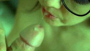 lewd slattern passionately sucks big cock, chokes, swallows cum, and receives oral creampie