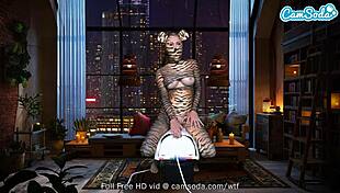 hey, big boobs babe in pussy cat costume masturbates with toys and blows monster cock on camsoda 😏