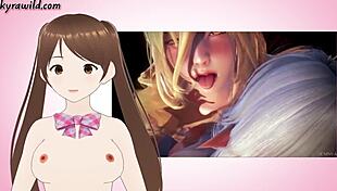 3D Hentai Vtuber challenges you to not cum while riding and teasing in lewd contest.